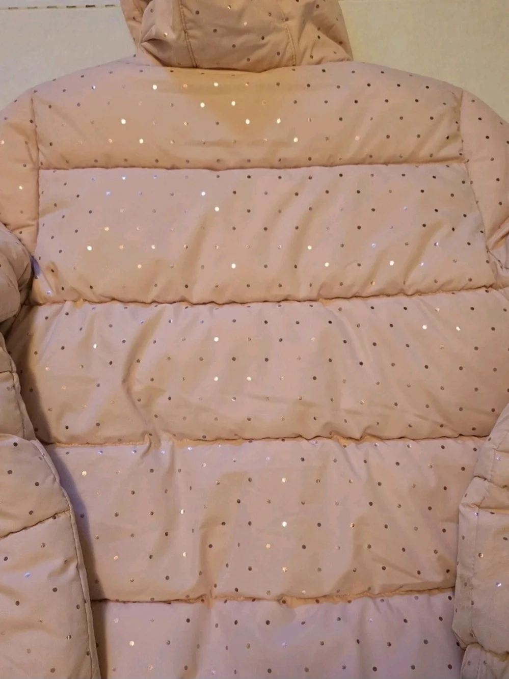 Swiss Tech Kids Hooded Puffer Jacket - Pale Pink with Sparkle